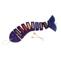 Drevená zvonkohra ryba - modrá